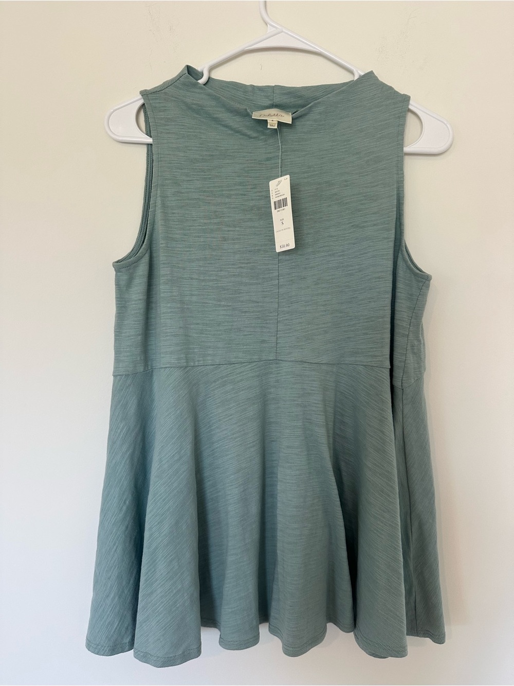 NWT Anthropologie Sleeveless Mock Neck Peplum Top Small Casual Beach Coastal - Picture 2 of 6